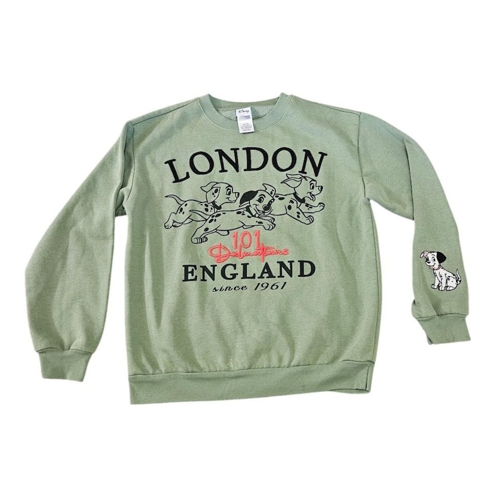 Disney 101 Dalmatians London England Sweatshirt Green Women Large